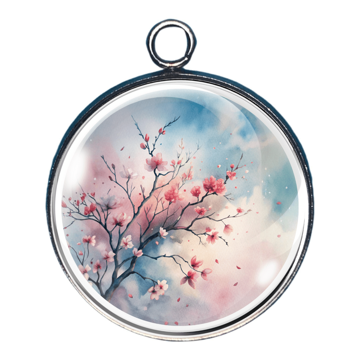 Cherry blossom branch with blue sky charm