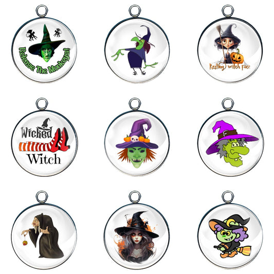 9 wicked witch glass cabochon charms