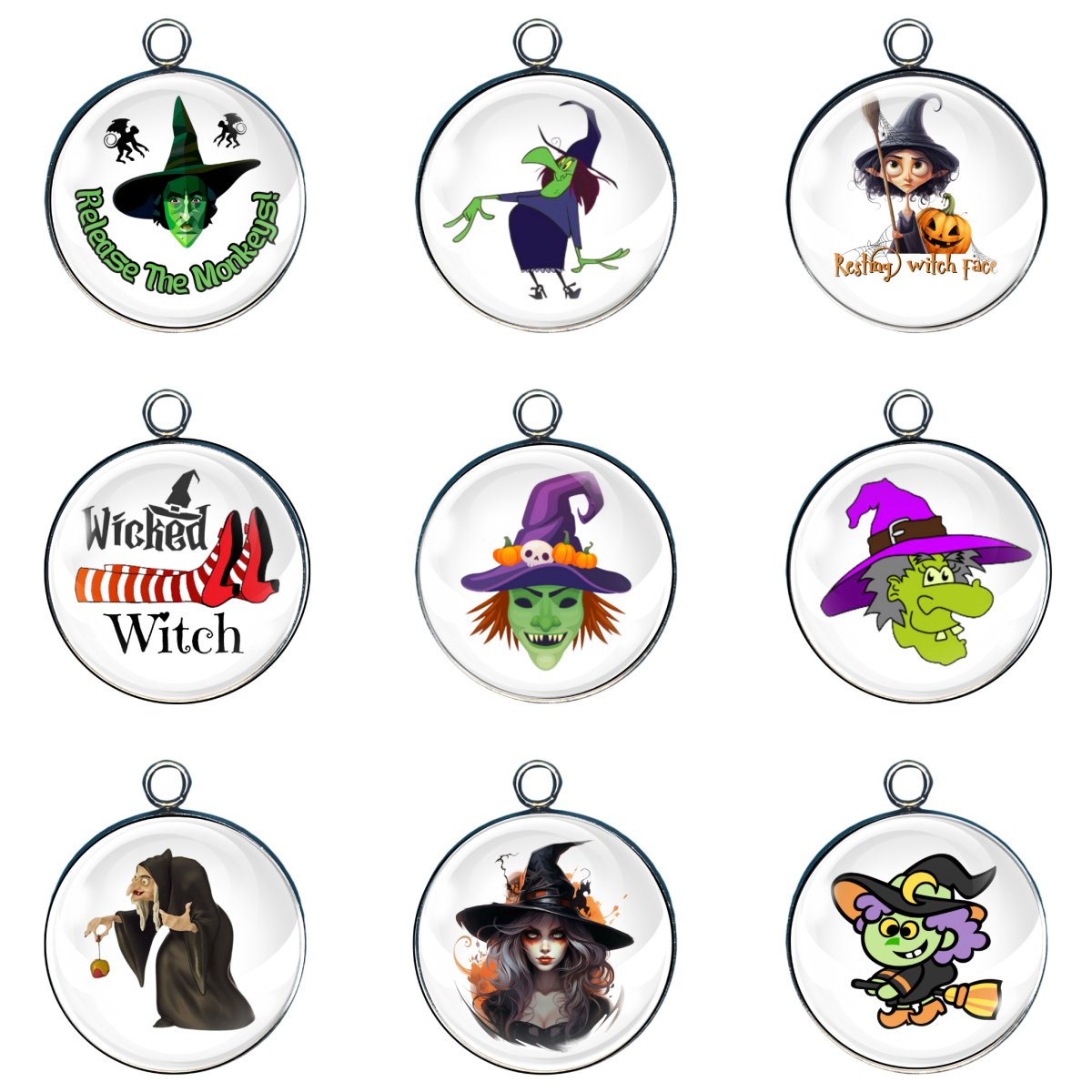 Wicked Witch Glass Cabochon Charms