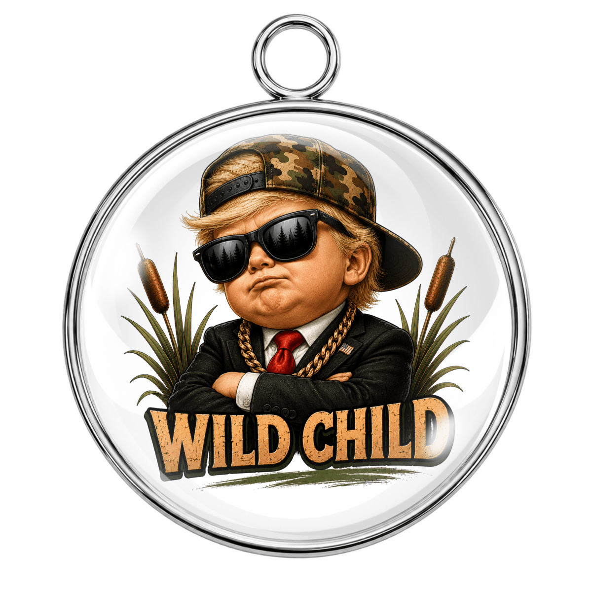 Wild Child Glass Cabochon Charms – Funny Bigfoot, Alien, Eagle, Raccoon, Pit Bull, Highland Cow & Duck Designs