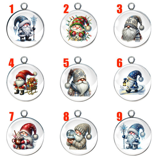 Winter Gnomes Glass Cabochon Charms