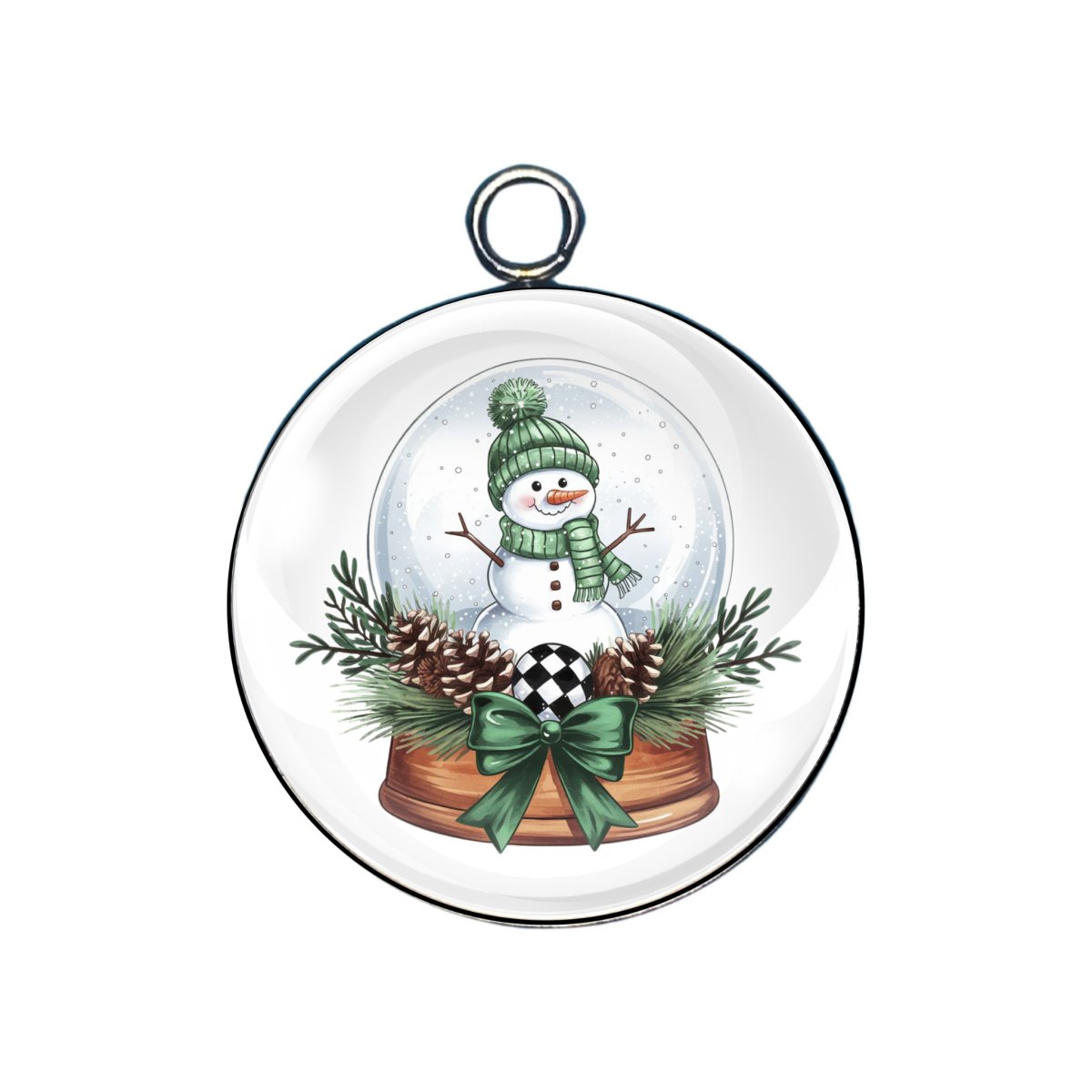 winter wonderland scene glass cabochon charm