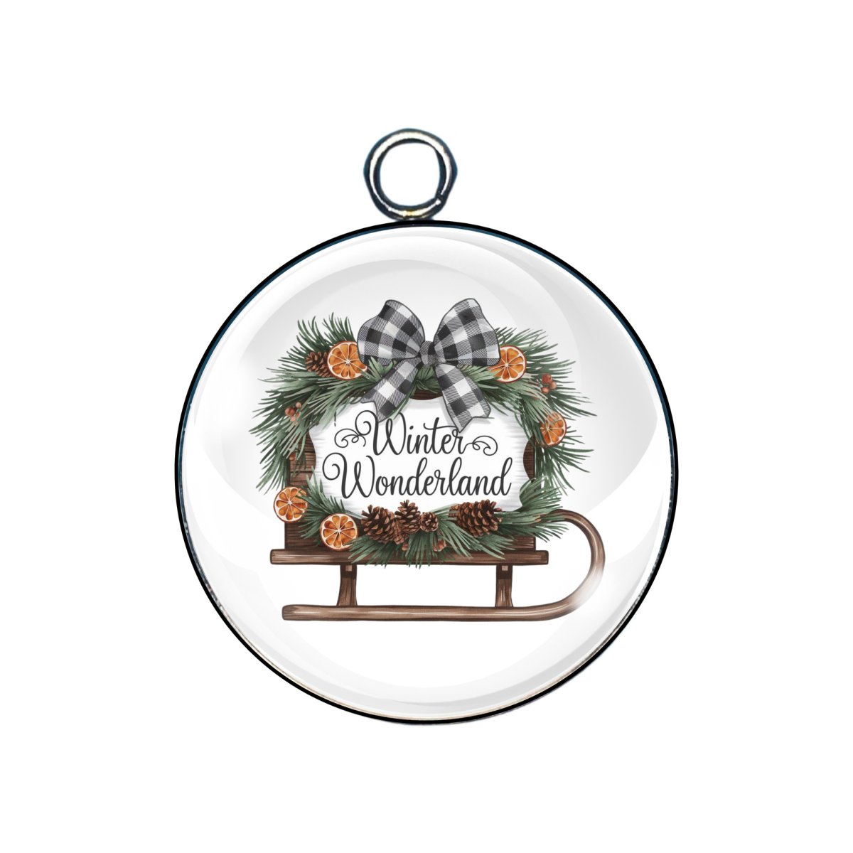 winter wonderland scene glass cabochon charm