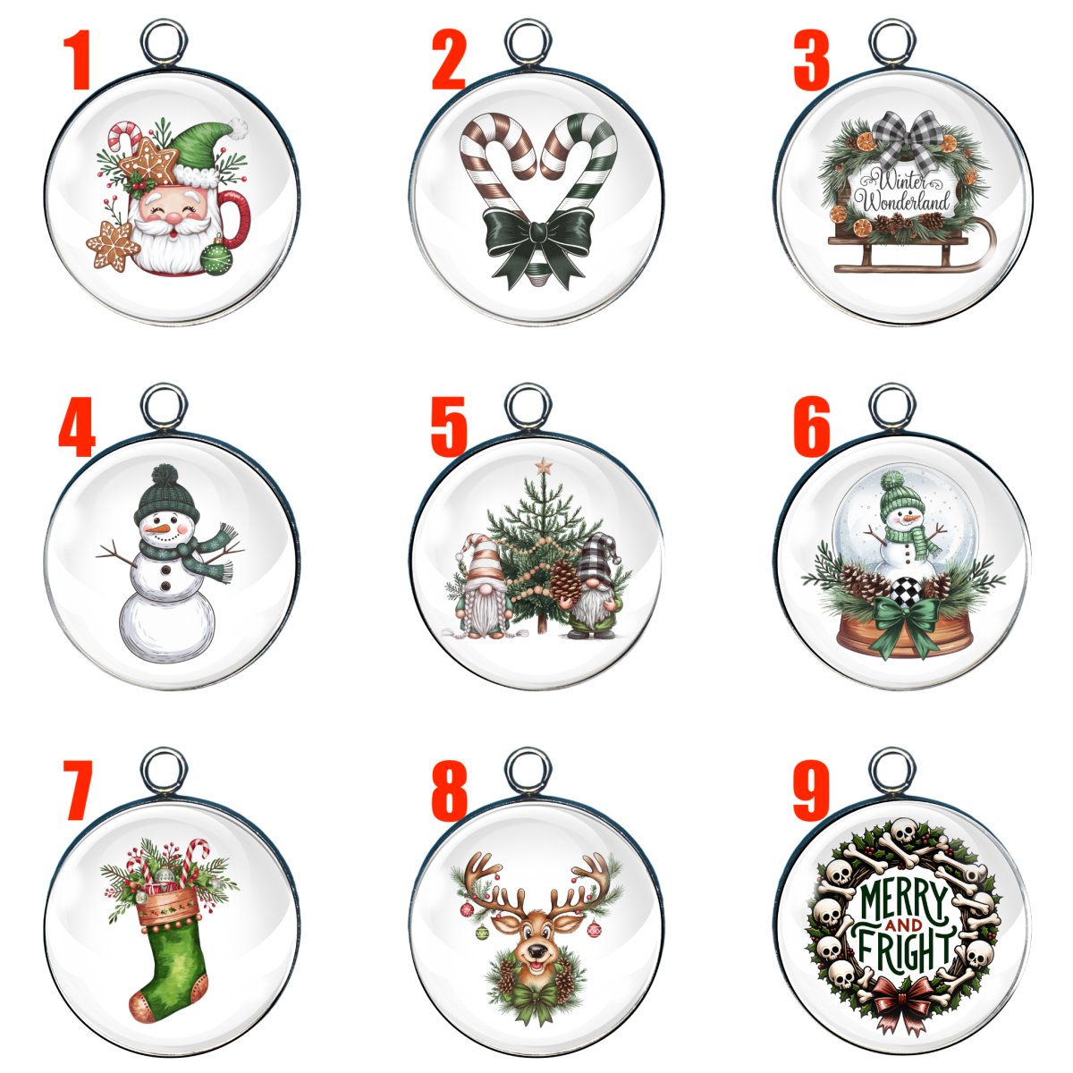 9 winter wonderland scene glass cabochon charms