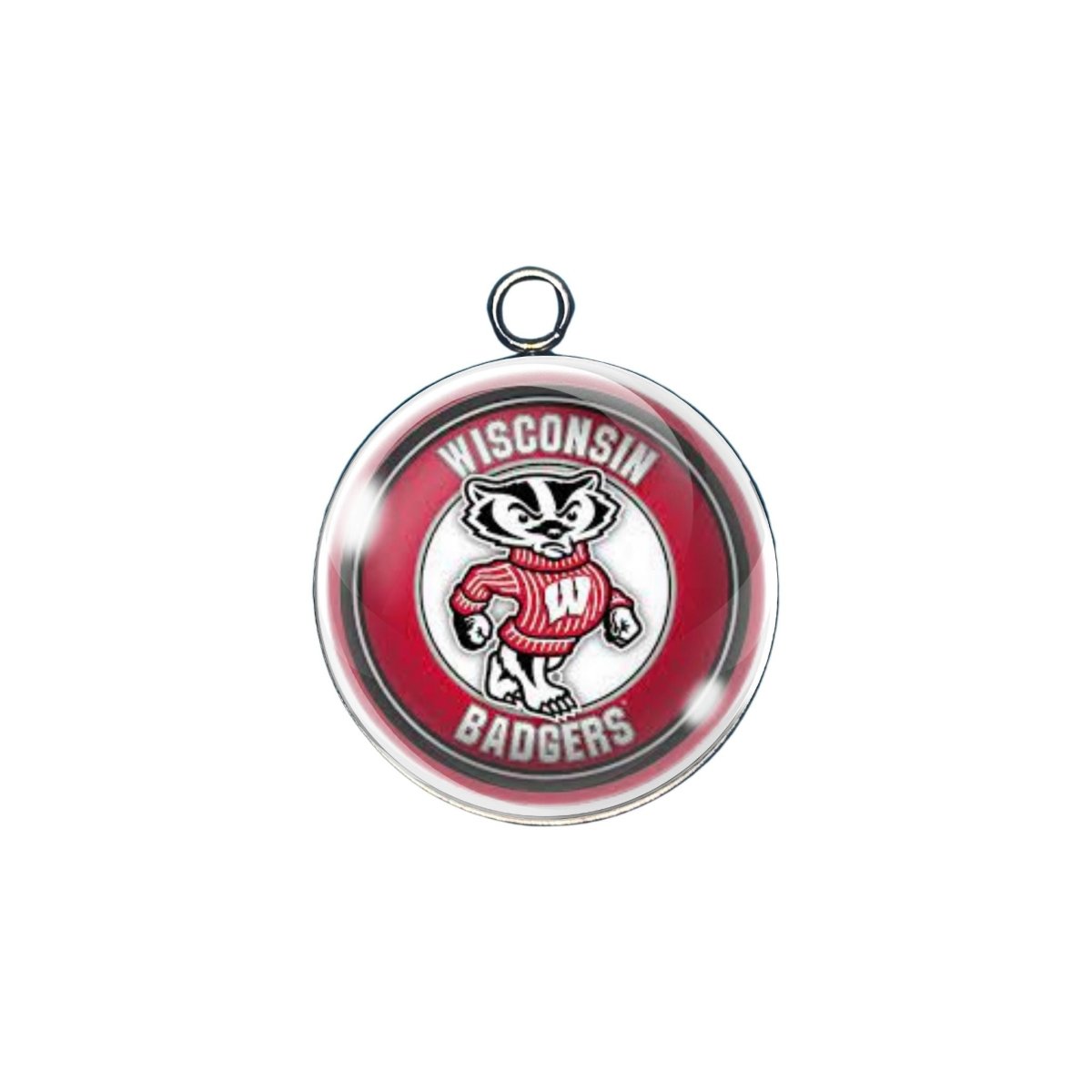 Wisconsin Badger glass cabochon charm