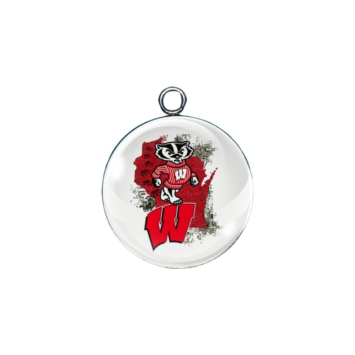 Wisconsin Badger glass cabochon charm