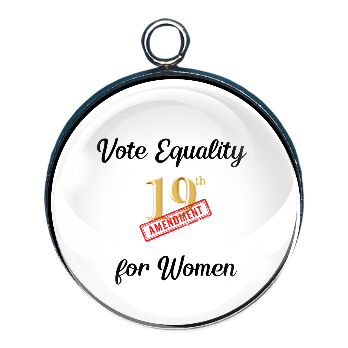 Vote Equality for Women history charm featuring a commemorative design honoring the 19th Amendment and women's voting rights.
