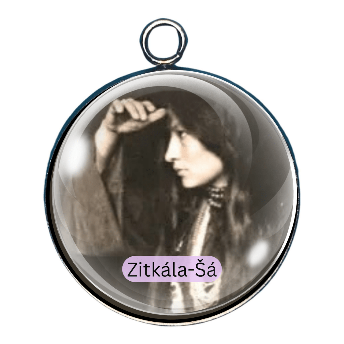 Zitkála-Šá portrait charm honoring the Yankton Dakota Sioux writer, musician, and Native American voting rights advocate.
