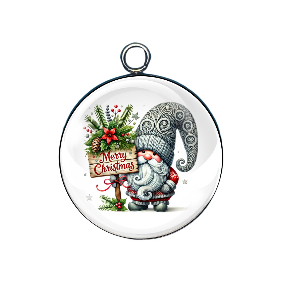 X-Mas gnome glass cabochon charm