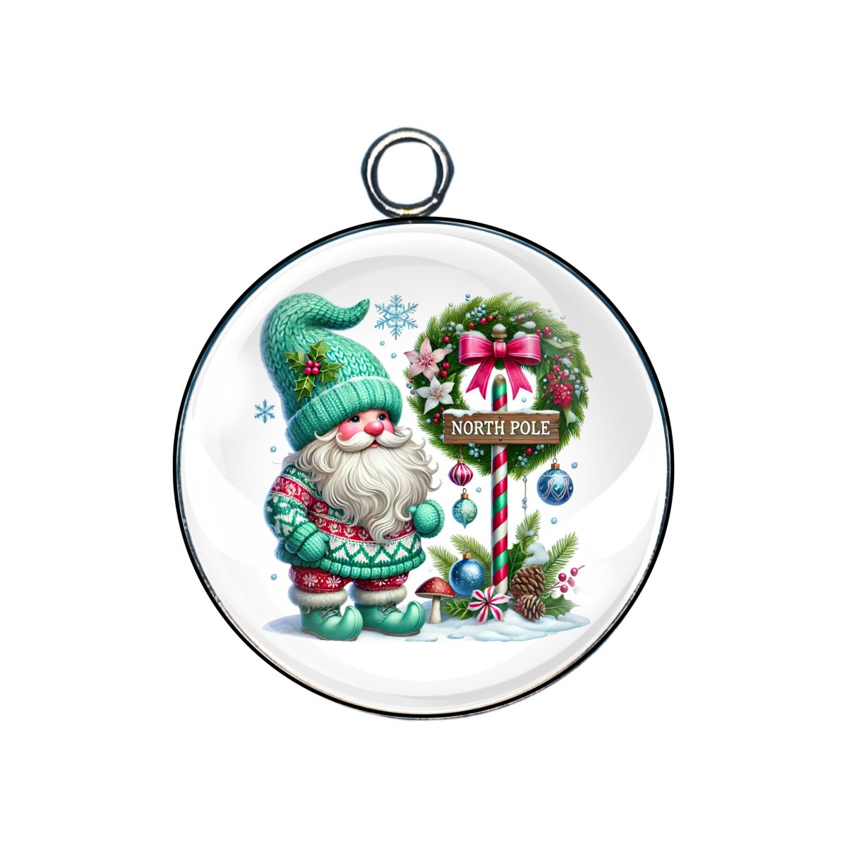 X-Mas gnome glass cabochon charm