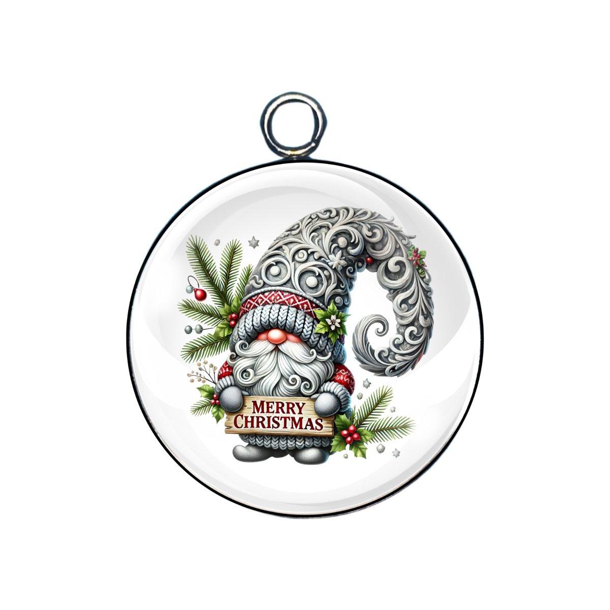 X-Mas gnome glass cabochon charm