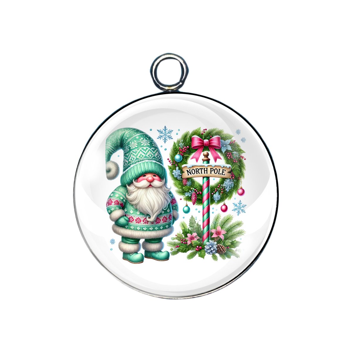 X-Mas gnome glass cabochon charm