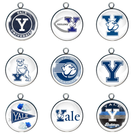 9 Yale glass cabochon charms