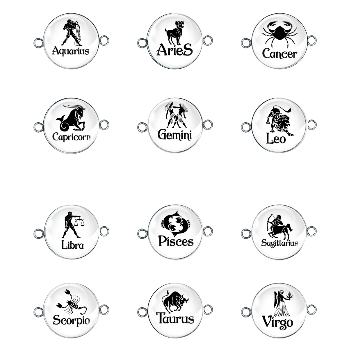 12 zodiac cabochon charms