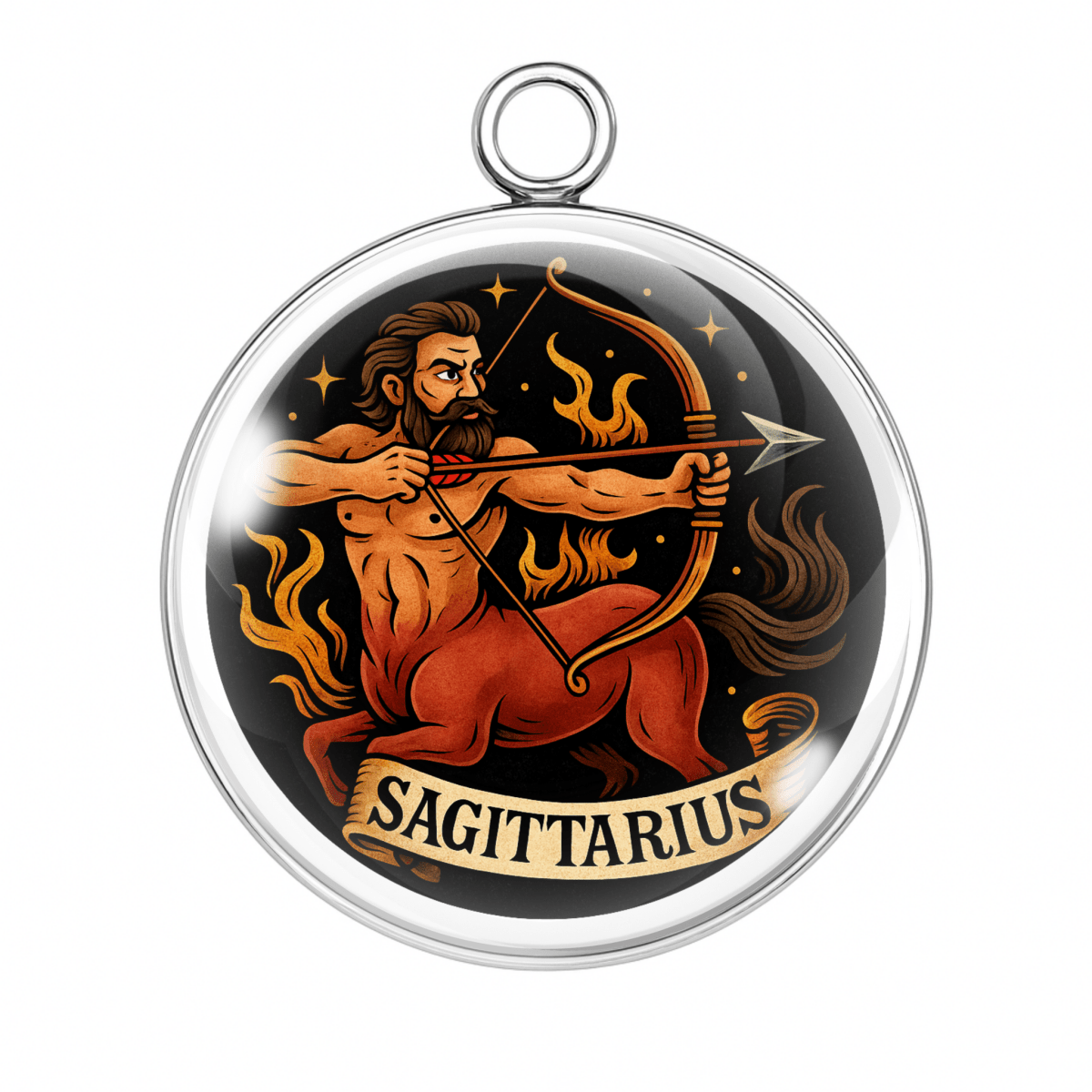 Zodiac Tattoo Charms – Bold, Celestial Astrology Cabochon Pendants