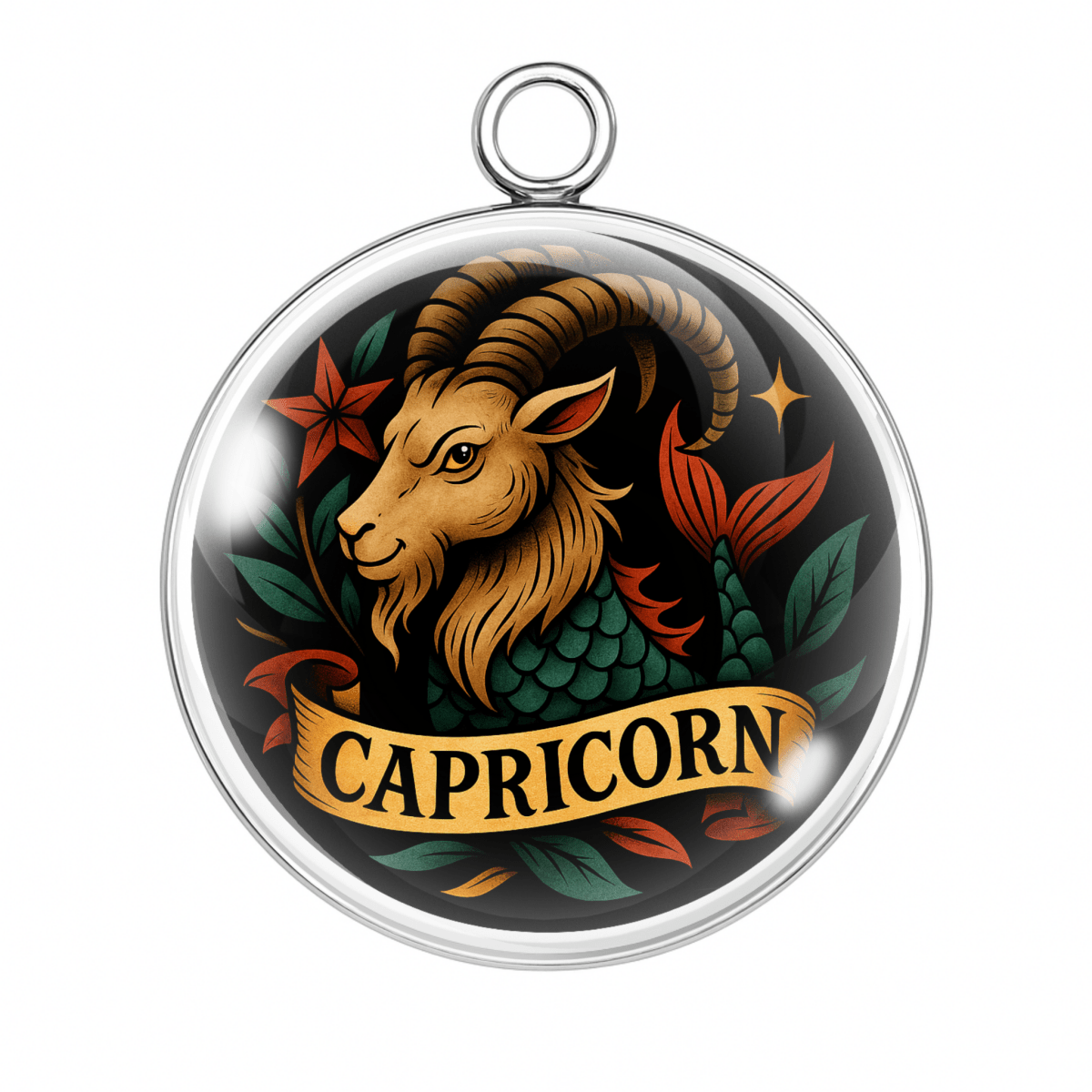 Zodiac Tattoo Charms – Bold, Celestial Astrology Cabochon Pendants