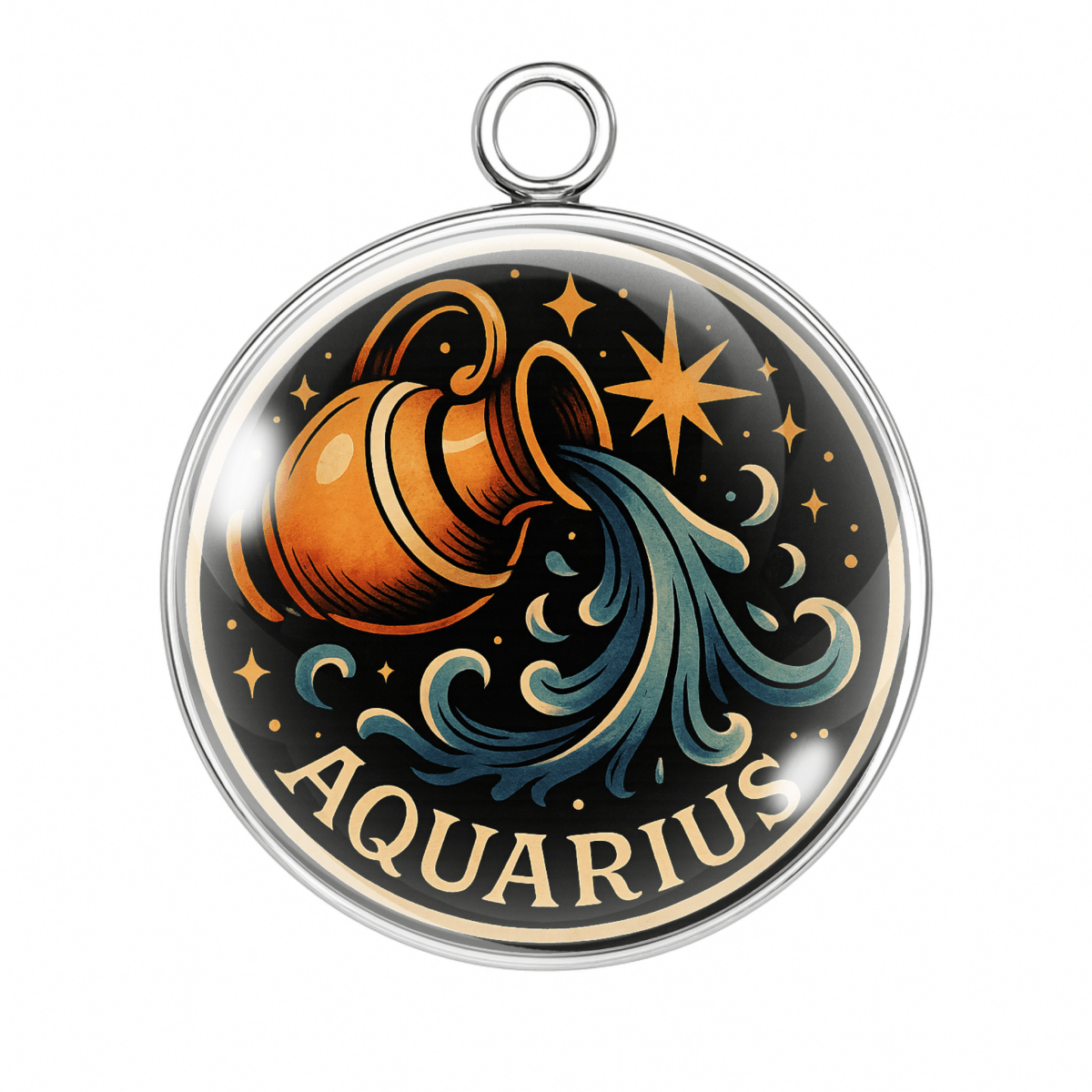 Zodiac Tattoo Charms – Bold, Celestial Astrology Cabochon Pendants