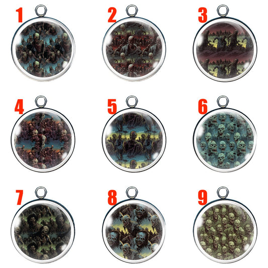 9 zombie glass cabochon charms