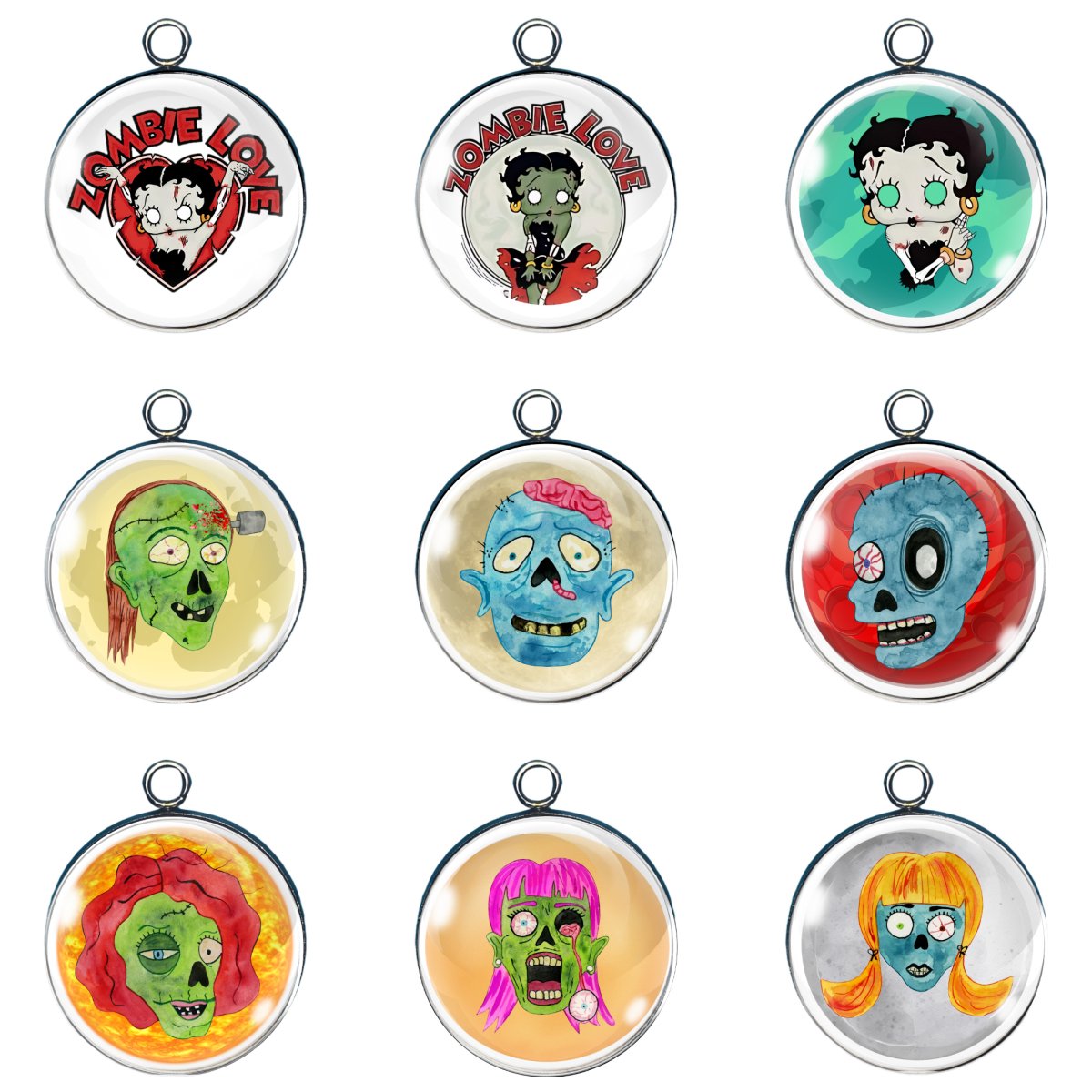 Zombie Glass Cabochon Charms