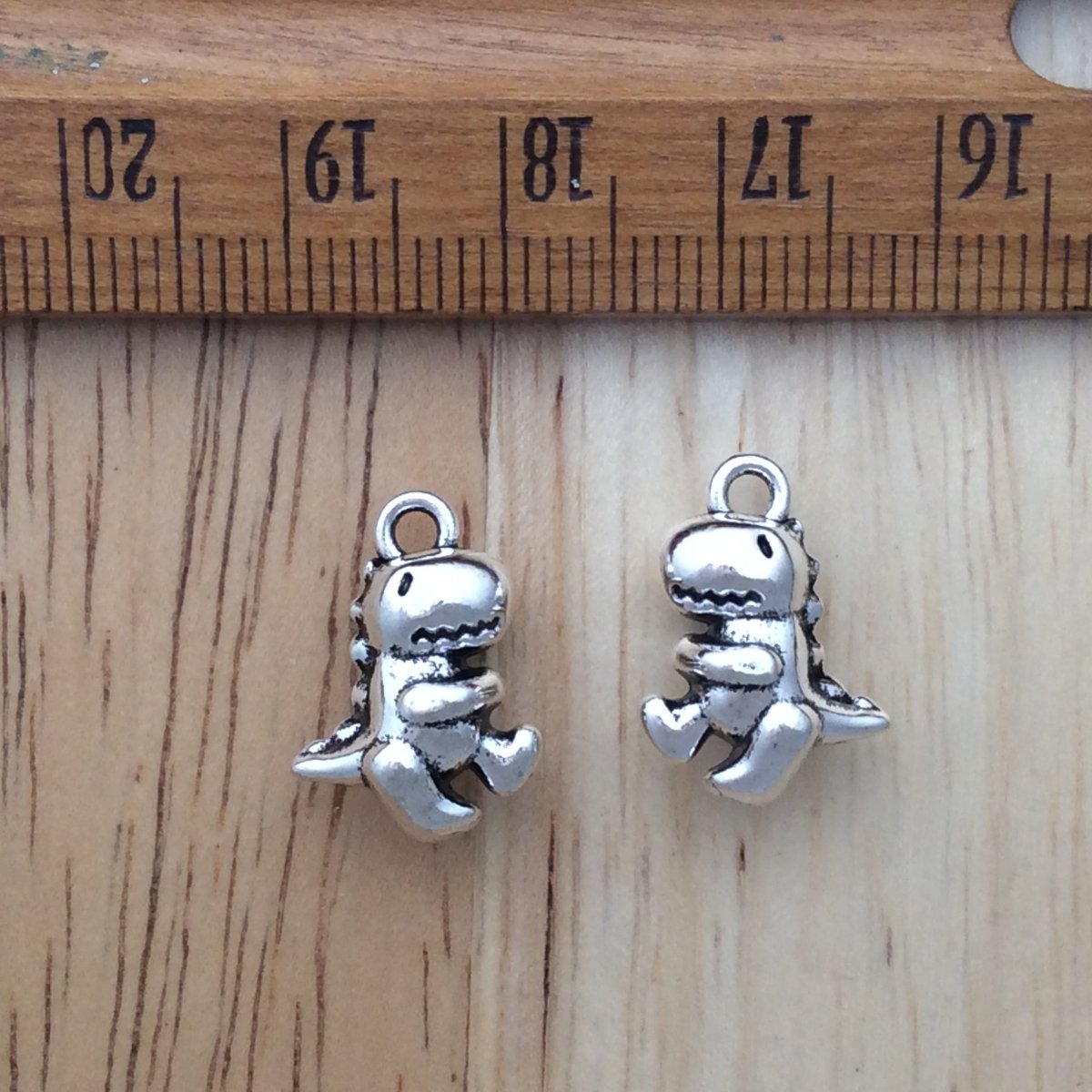 2 tibetan silver Baby Dinosaur charms