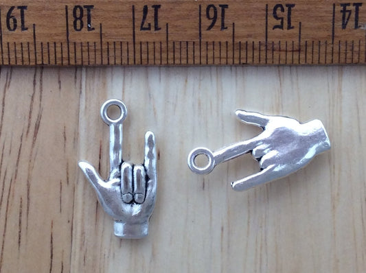 2 since alloy hand sign charms "I Love you"