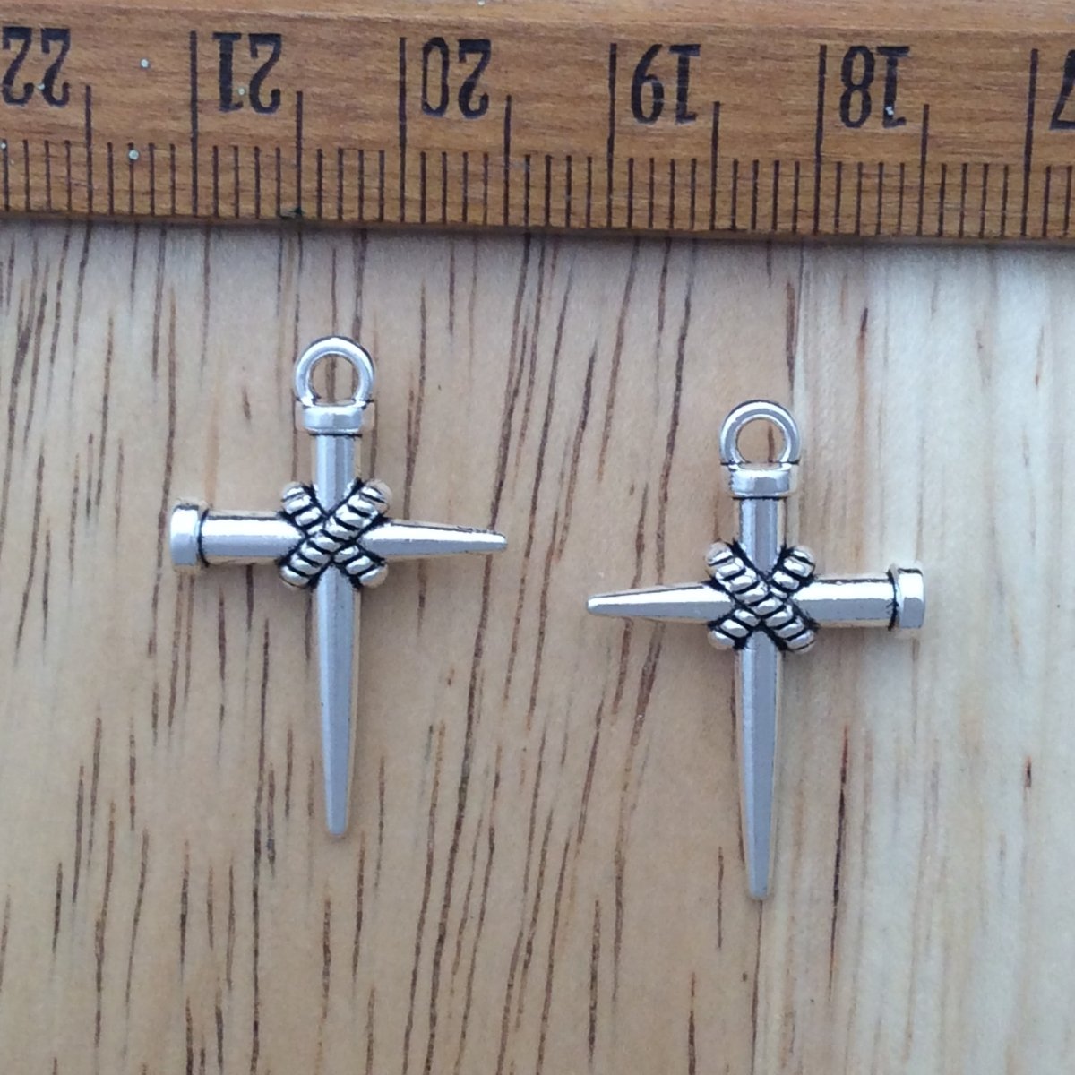 2 tibetan silver nail cross charms