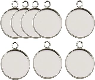 20/pk Stainless Steel Round Blank Bezel Pendant Trays Base Cabochon Settings Charms for Jewelry - ILikeWorms