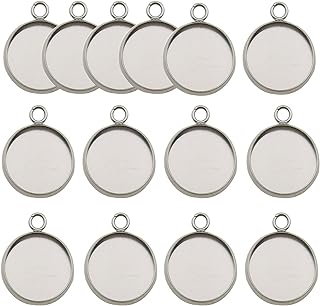 20/pk Stainless Steel Round Blank Bezel Pendant Trays Base Cabochon Settings Charms for Jewelry - ILikeWorms