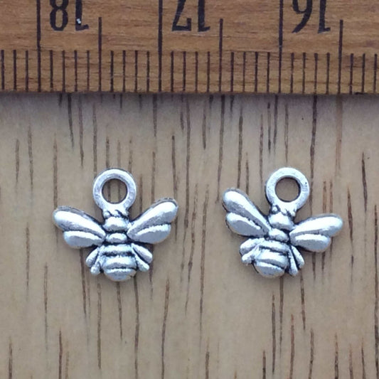 2 tibetan silver Bee charms