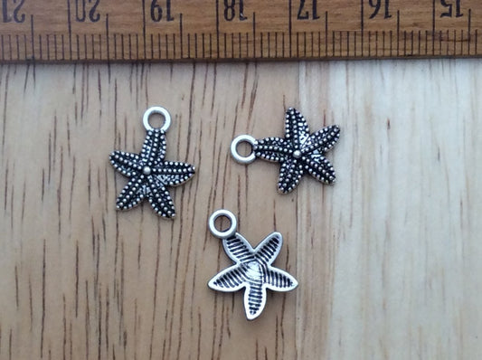 3 zinc alloy starfish charms