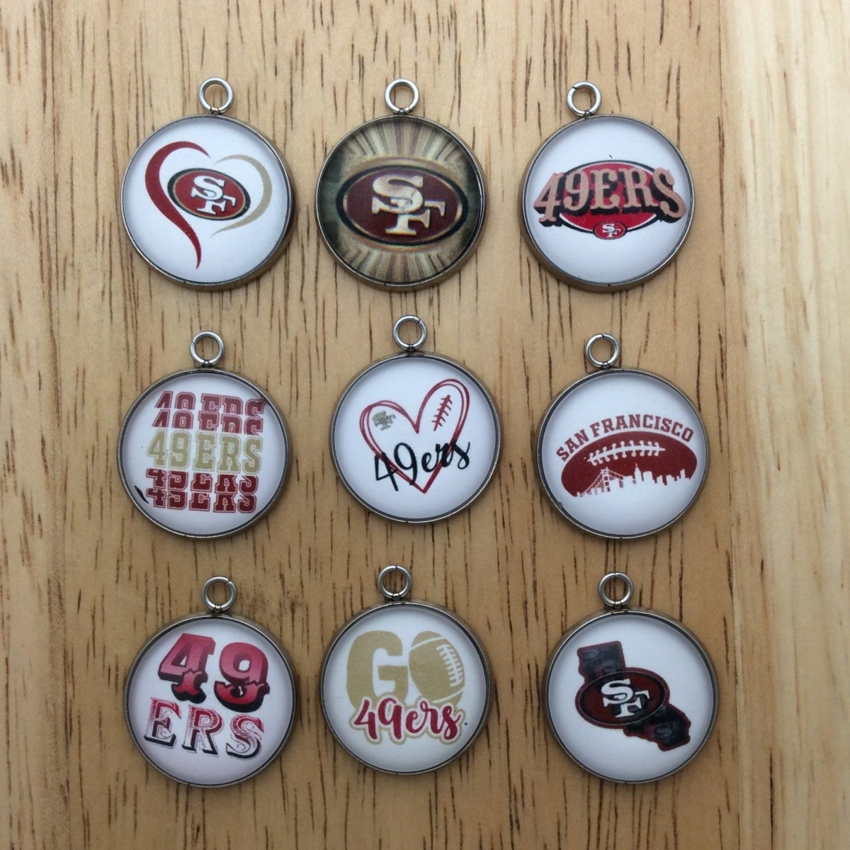 9 San Francisco 49ers glass cabochon charms