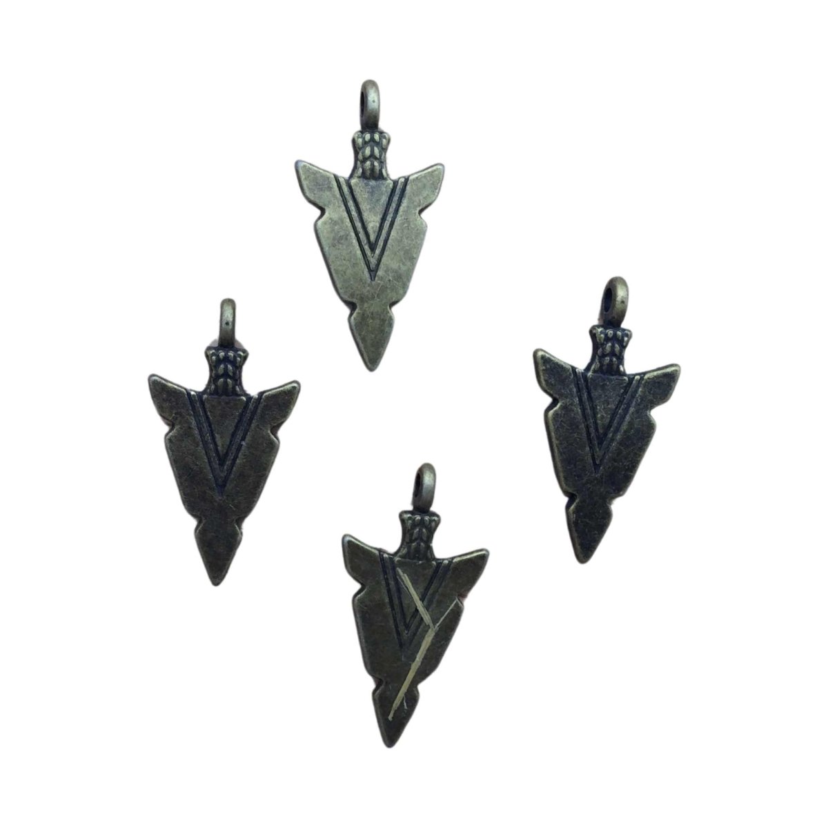 4 bronze arrowhead charm pendants