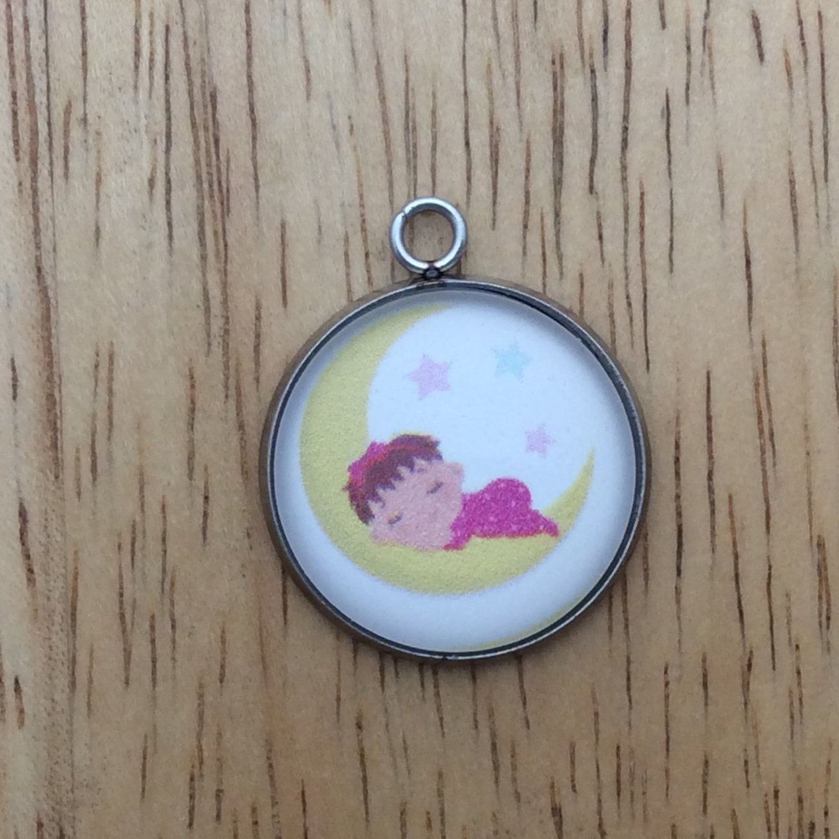 Baby shower glass cabochon charm