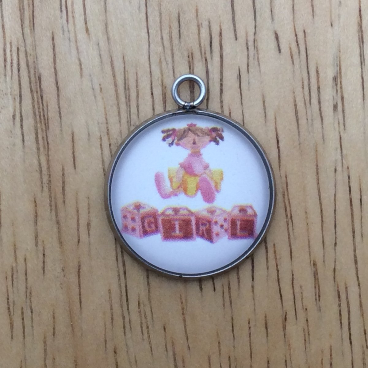 Baby shower glass cabochon charm