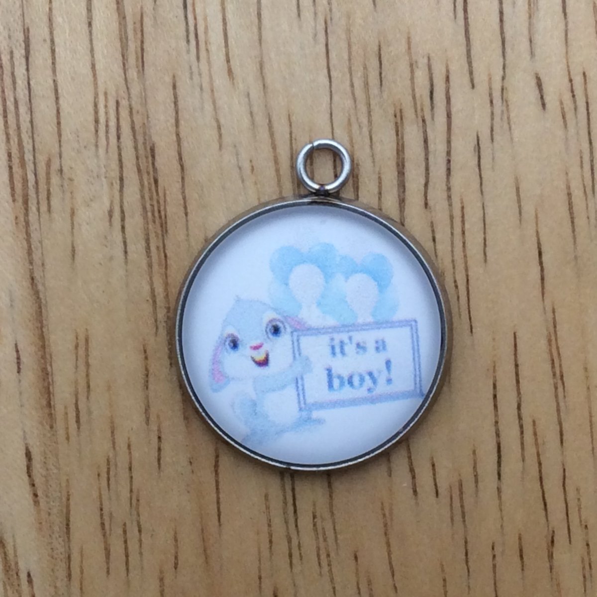 Baby shower glass cabochon charm