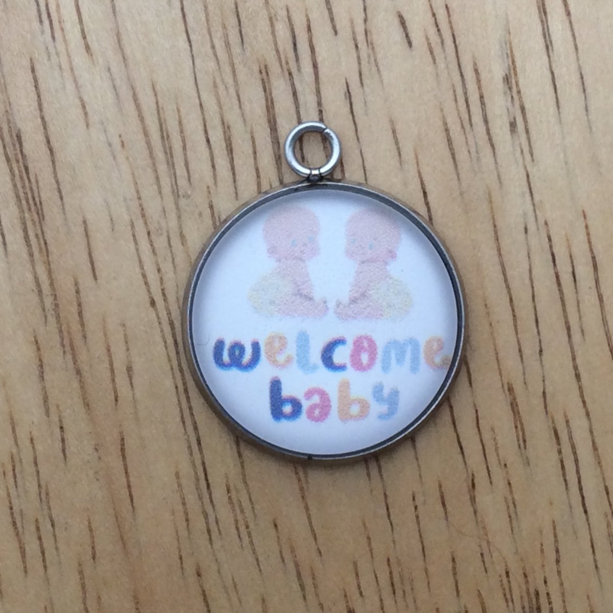 Baby shower glass cabochon charm