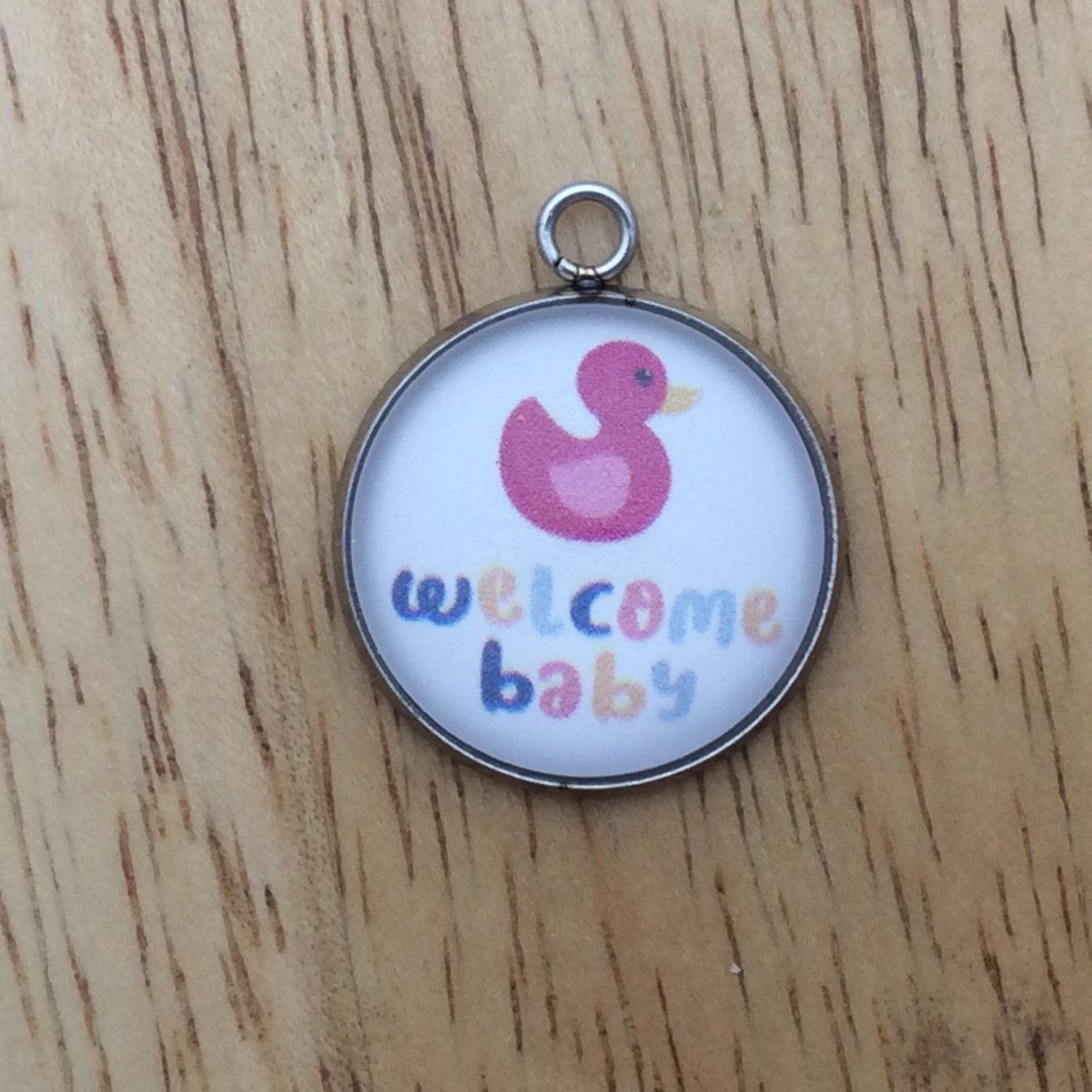 Baby shower glass cabochon charm