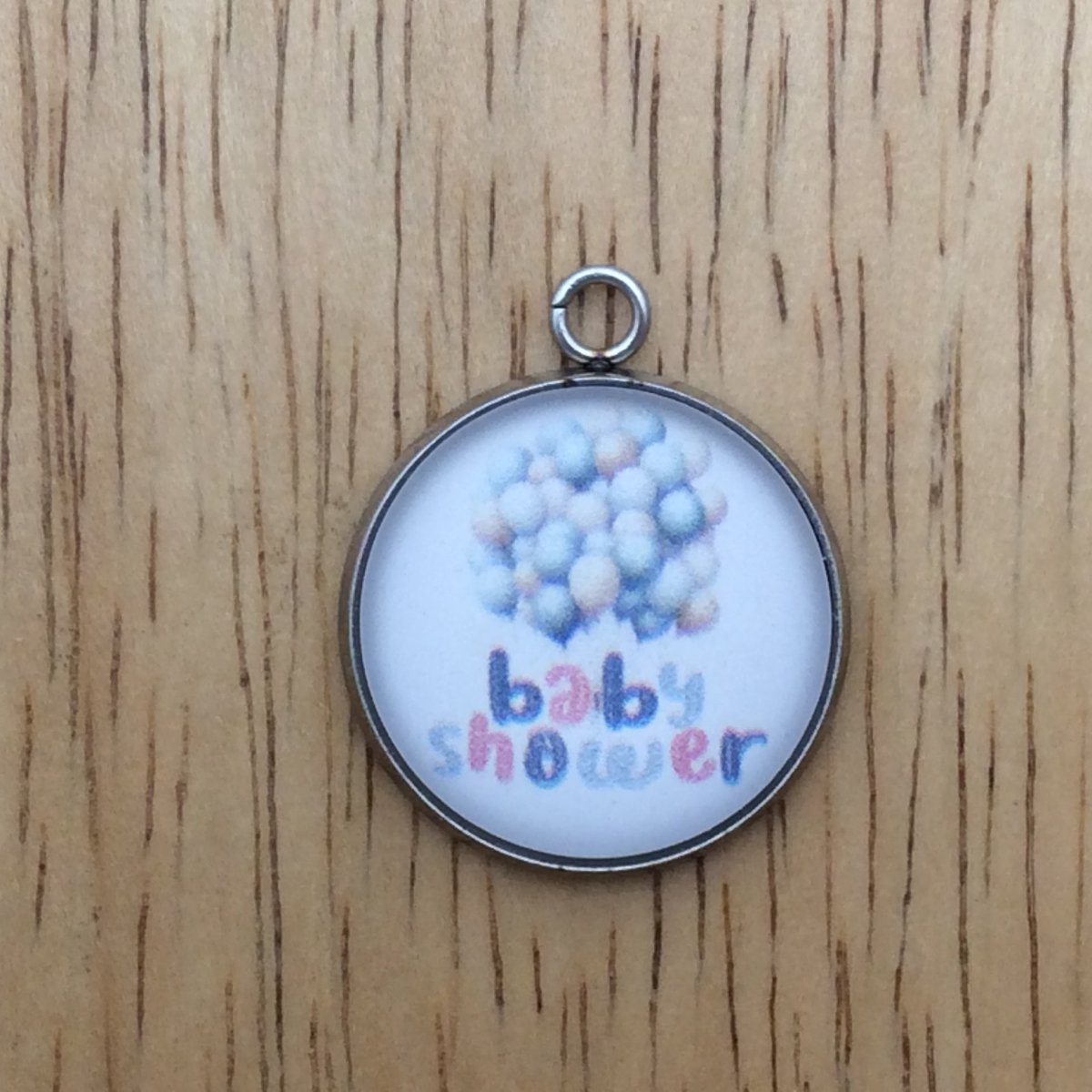 Baby shower glass cabochon charm