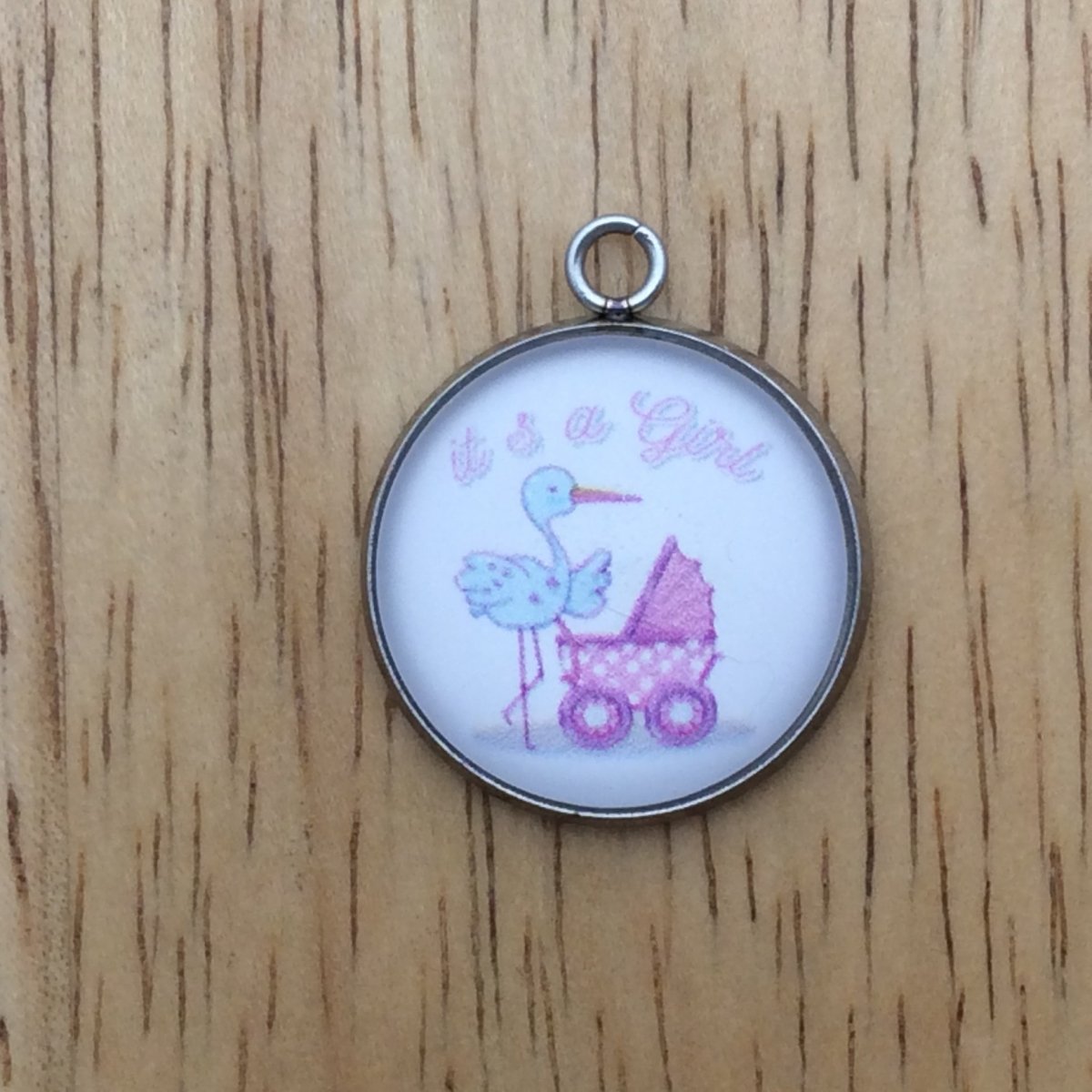 Baby shower glass cabochon charm