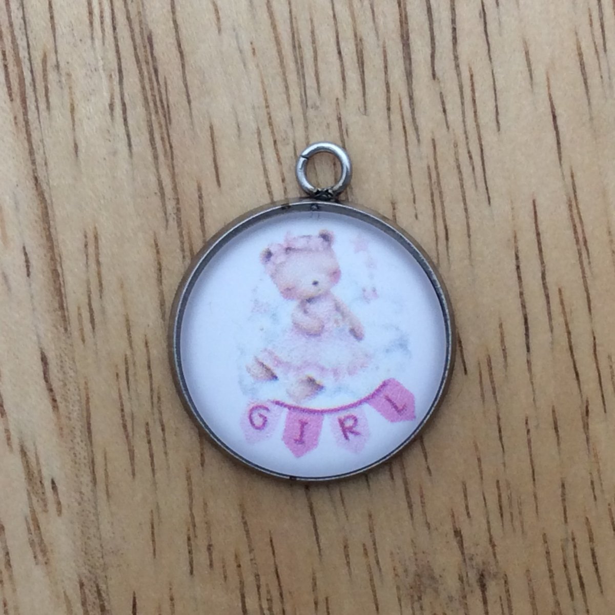 Baby shower glass cabochon charm