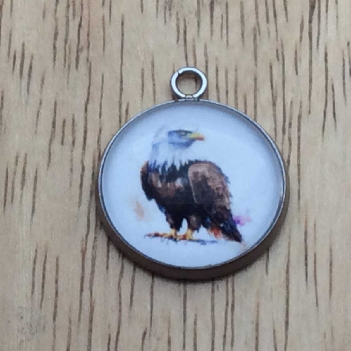 bald eagle glass cabochon charm