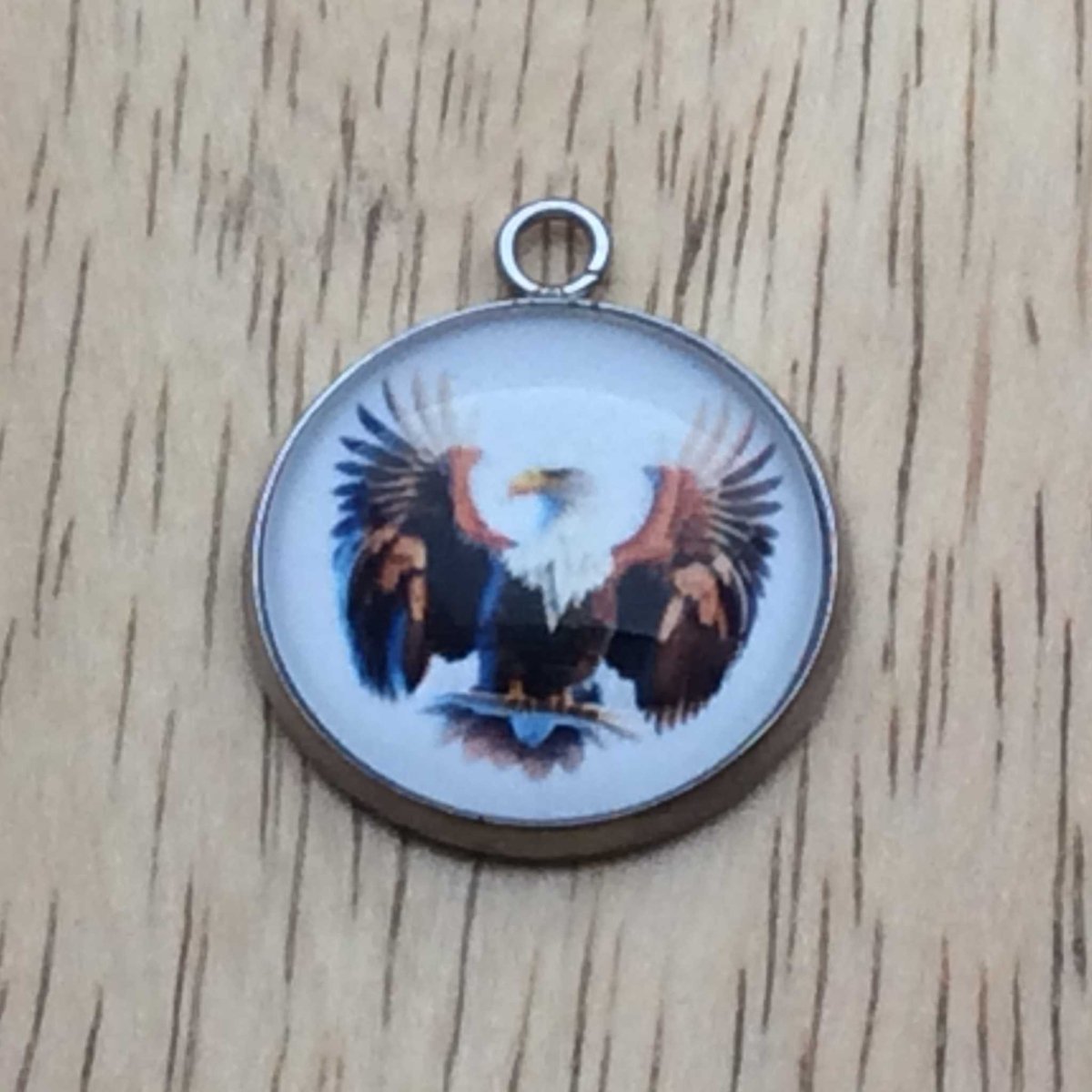 bald eagle glass cabochon charm