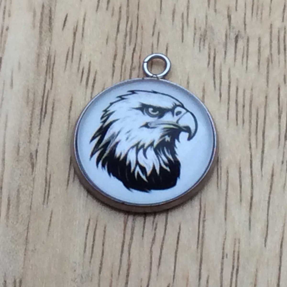 bald eagle glass cabochon charm