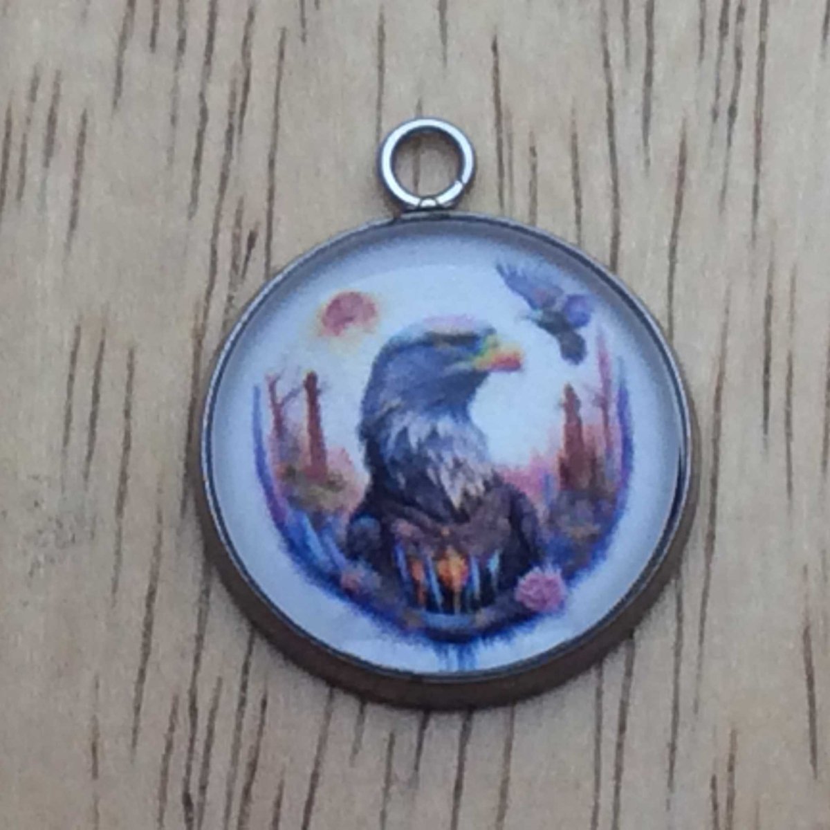 bald eagle glass cabochon charm