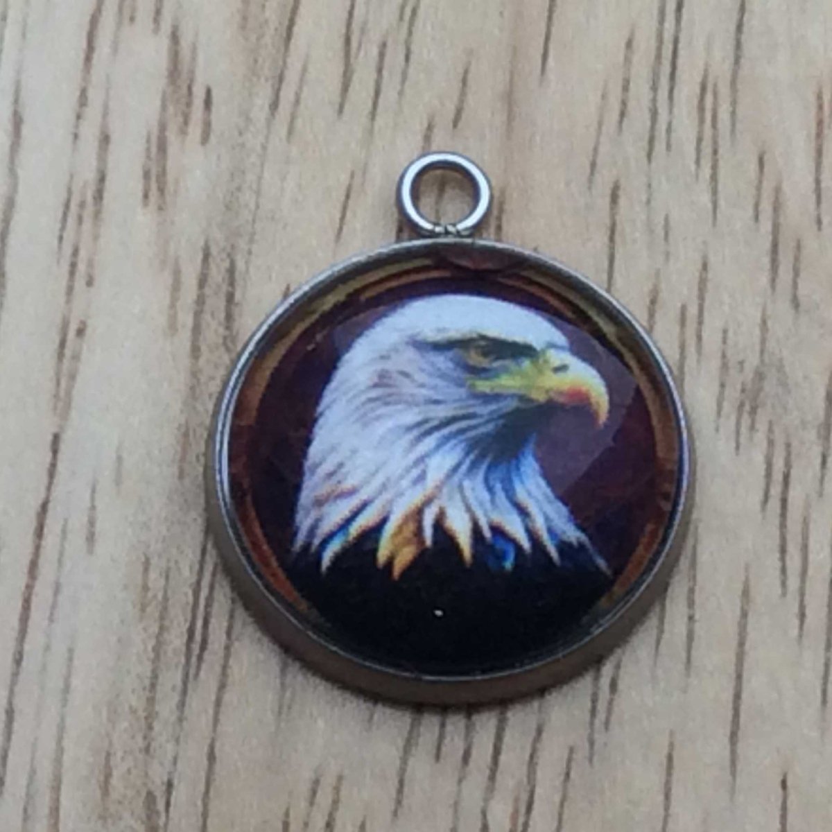 bald eagle glass cabochon charm