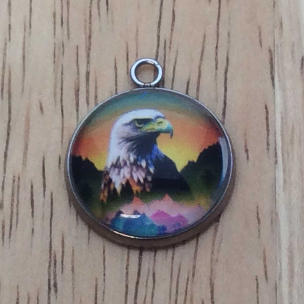 bald eagle glass cabochon charm