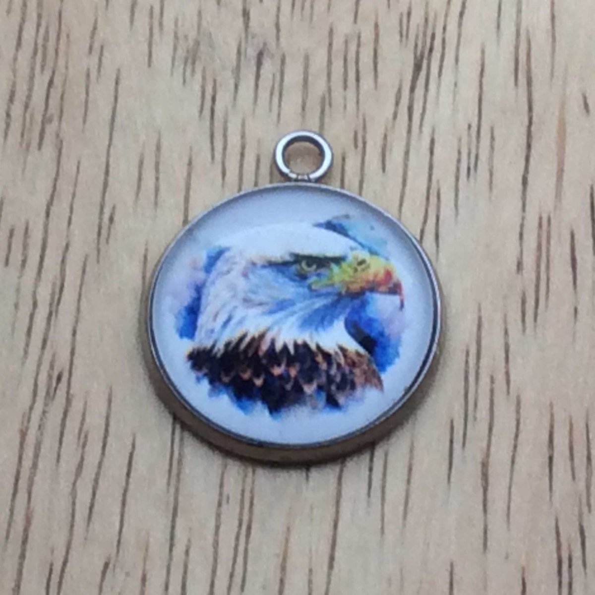 bald eagle glass cabochon charm