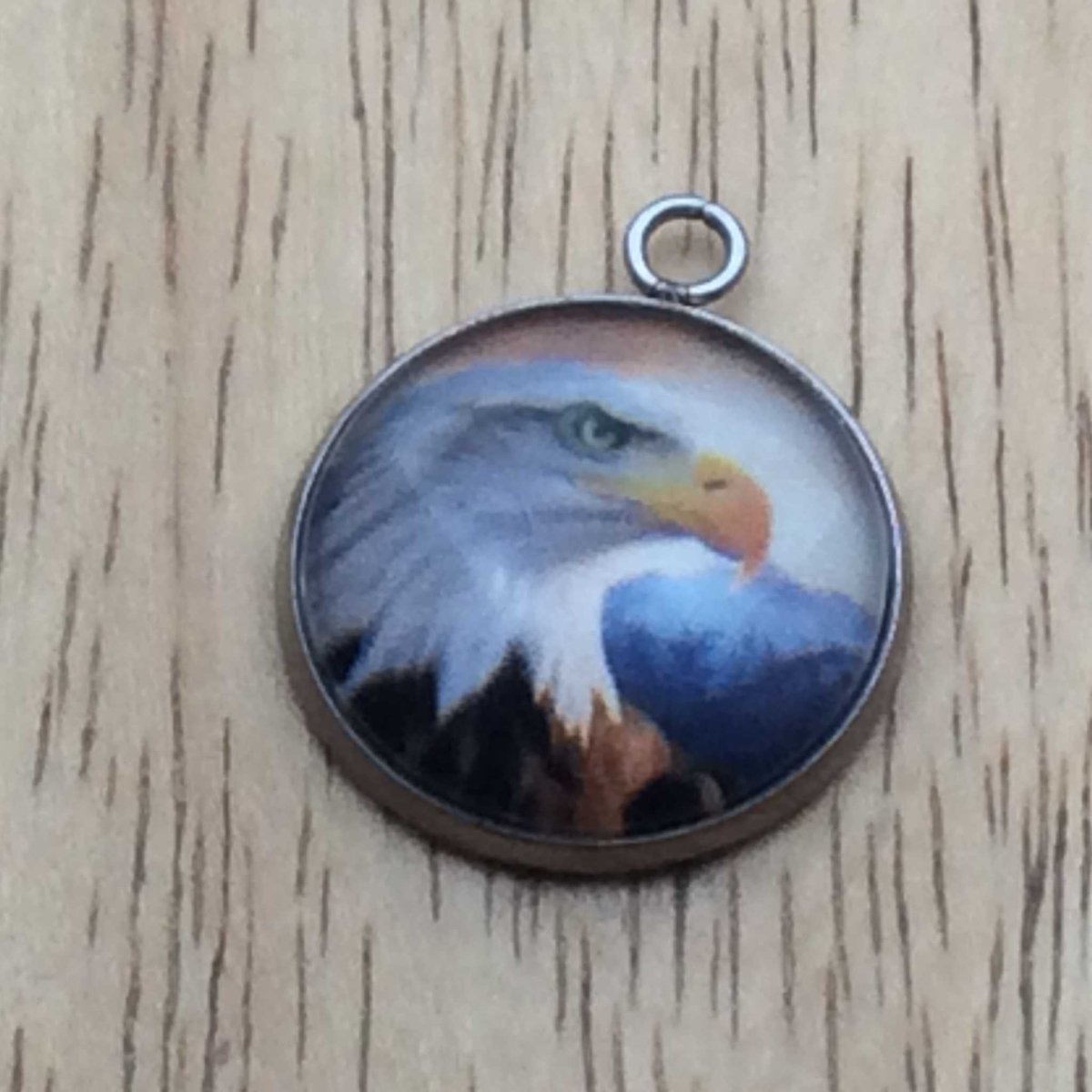 bald eagle glass cabochon charm