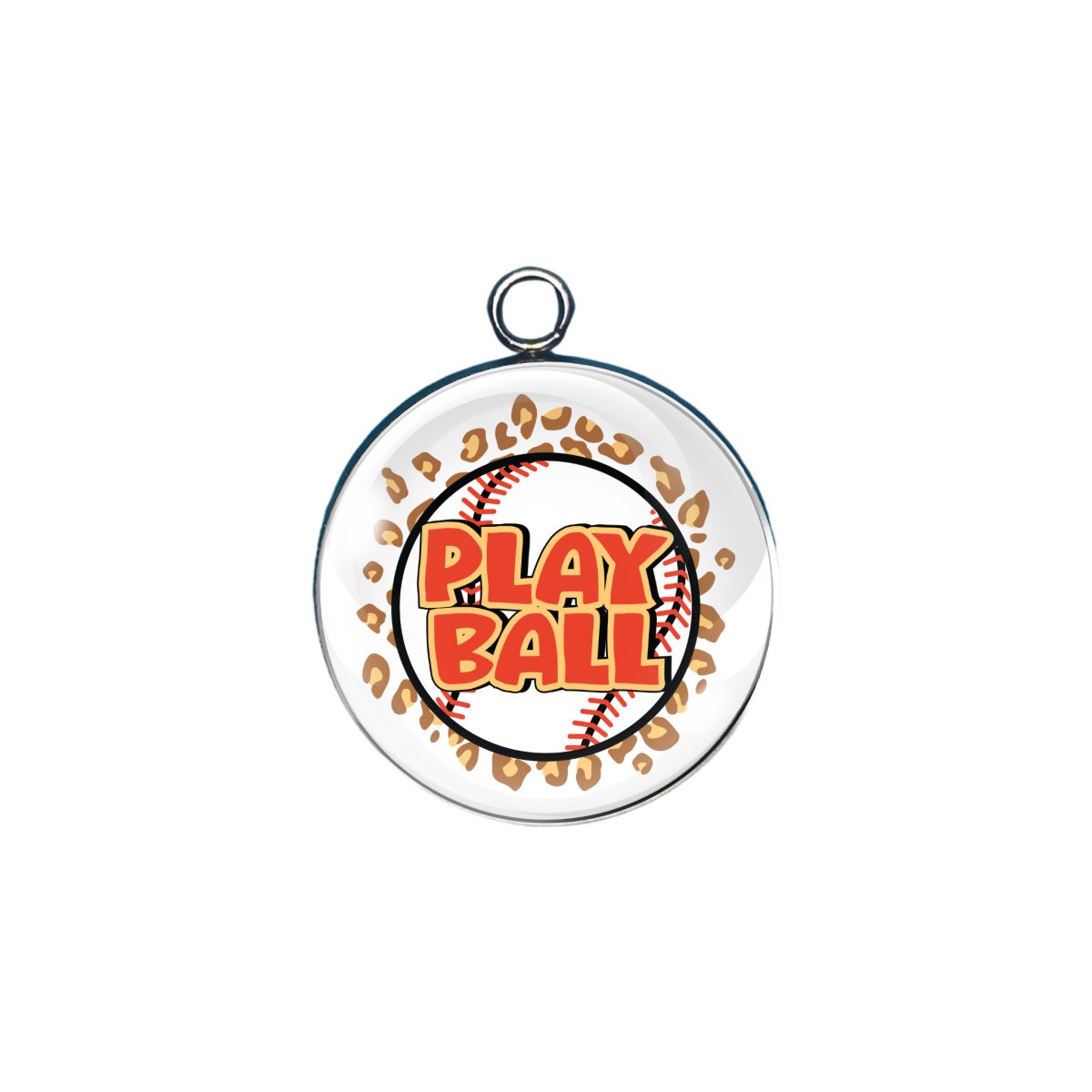 baseball glass cabochon charm