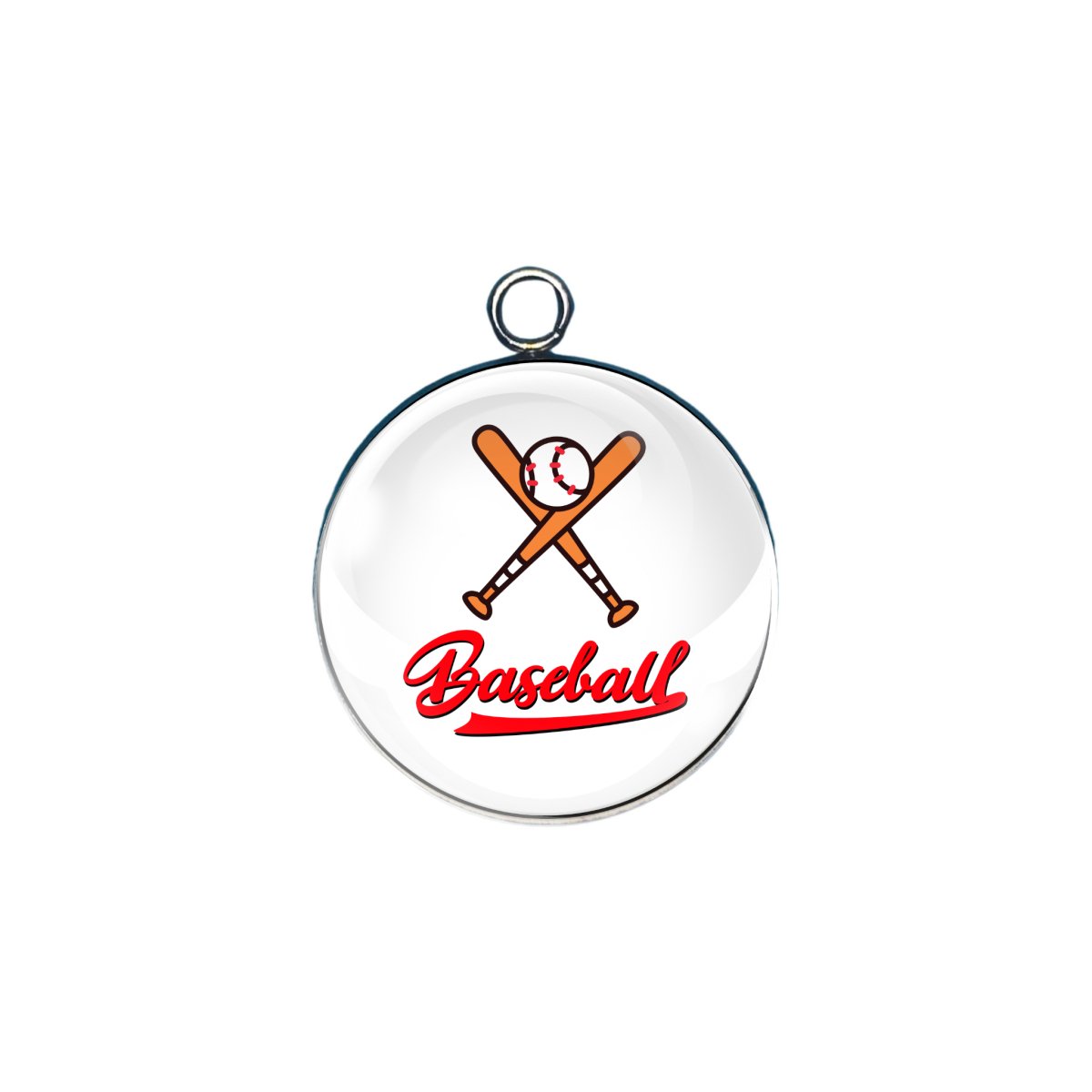 baseball glass cabochon charm